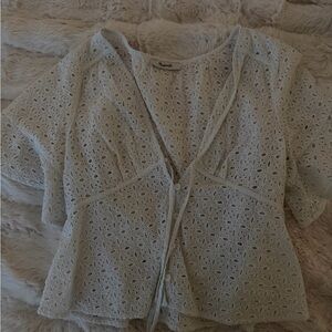 White Madewell Eyelet Lace Top